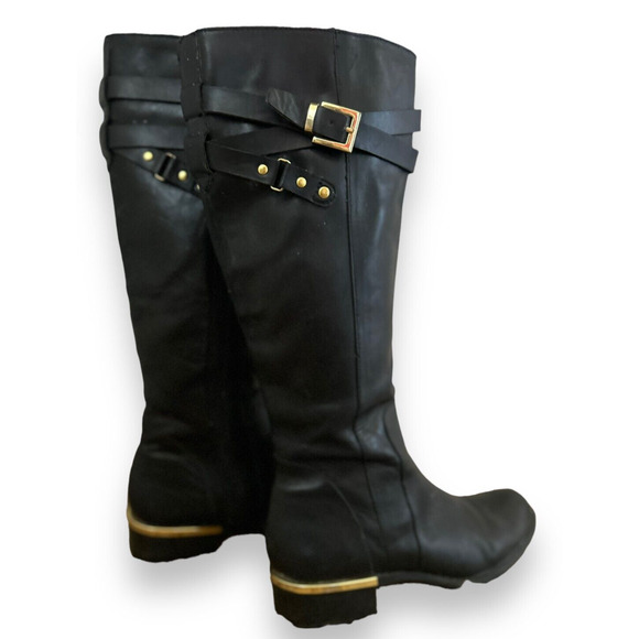 Franco Sarto Lea Celeste Black Leather Tall Riding Boots Size 7 #C3135L1001 - Picture 4 of 15